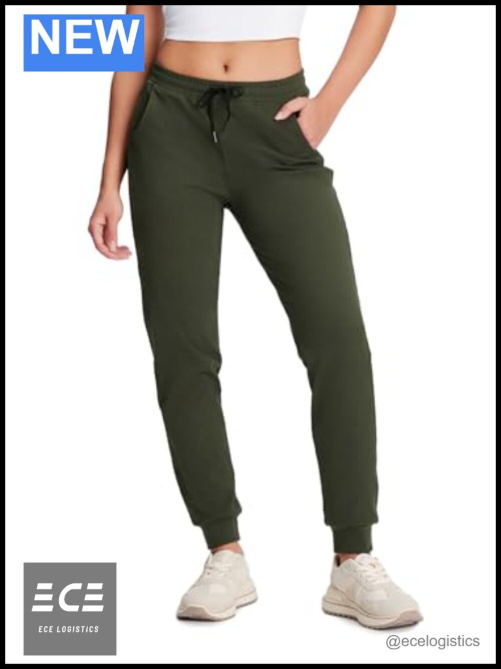 Women's Lightweight Jogger Pants with Pockets Slim Tapered Fit UPF 50+ Athletic